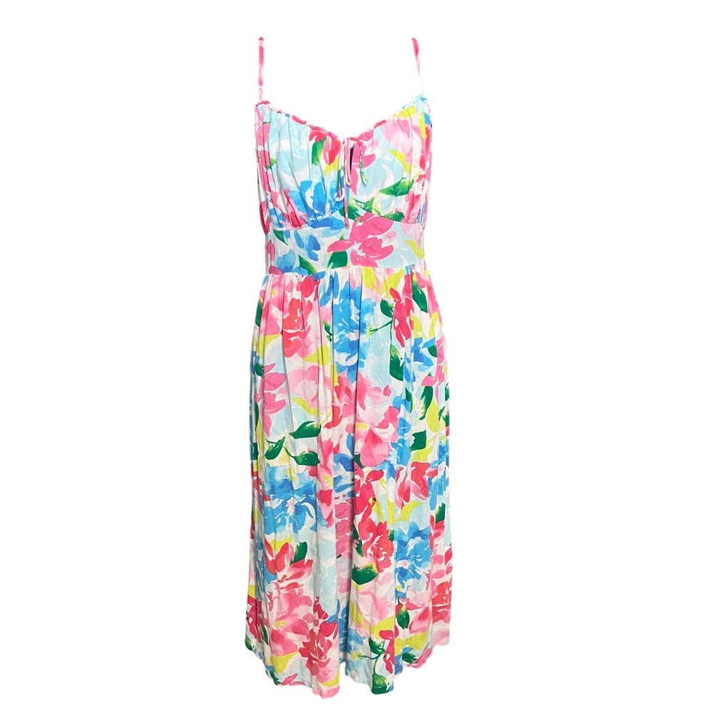 ⭐️3 for $30 Old Navy Floral Midi Summer/Spring Pink Blue Dress Sweetheart Neck L - Picture 8 of 11